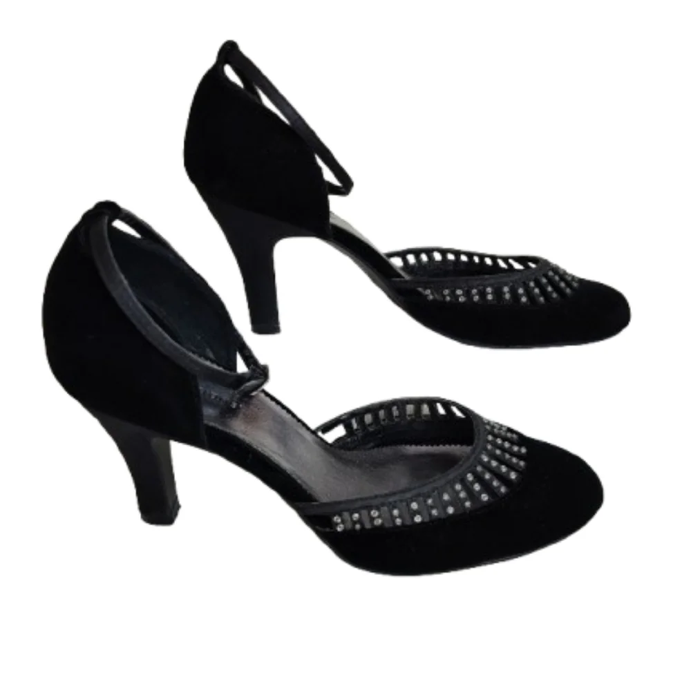 Predictions Black Studded Velvet Fabric Feel Dressy 3
